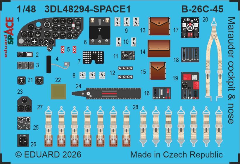 Eduard 3DL48294 B-26C-45 Marauder cockpit & nose SPACE for ICM 1/48