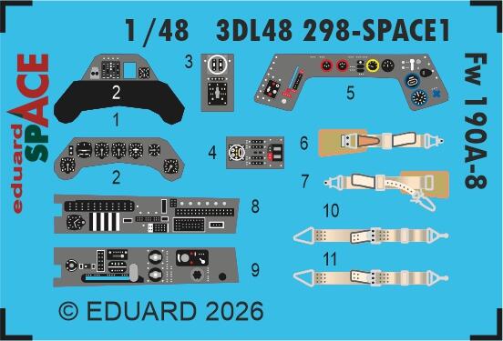Eduard 3DL48298 Fw 190A-8 SPACE for Hobby Boss 1/48