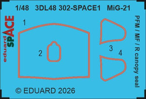 Eduard 3DL48302 MiG-21 PFM / MF / R Canopy Seal Space Set for EDUARD 1/48