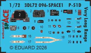 Eduard 3DL72096 North American P-51 D Very Long Range - Space Set for ARMA HOBBY 1/72
