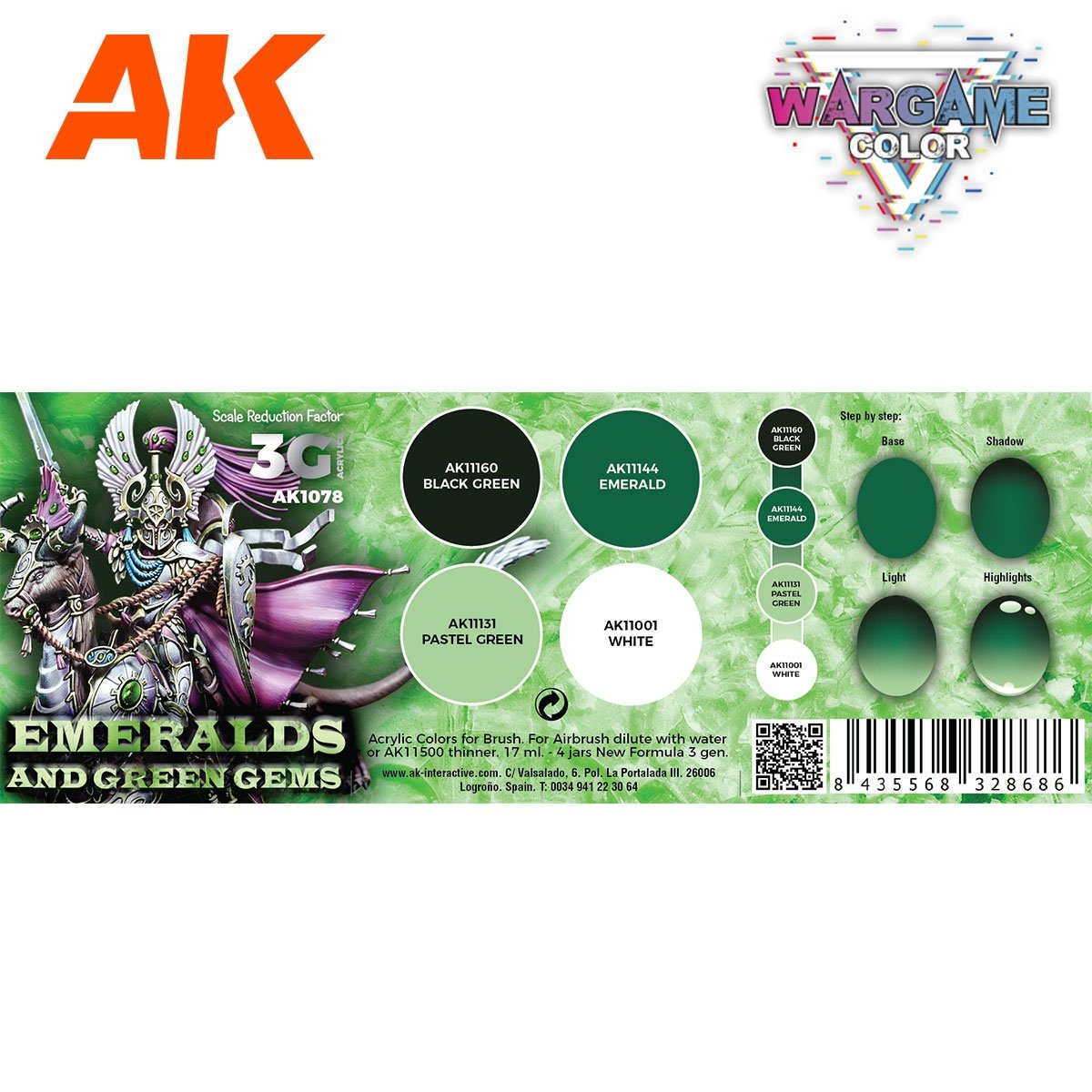 AK Interactive AK1078 WARGAME COLOR SET. EMERALDS AND GREEN GEMS 4x17 ml – Bild 2