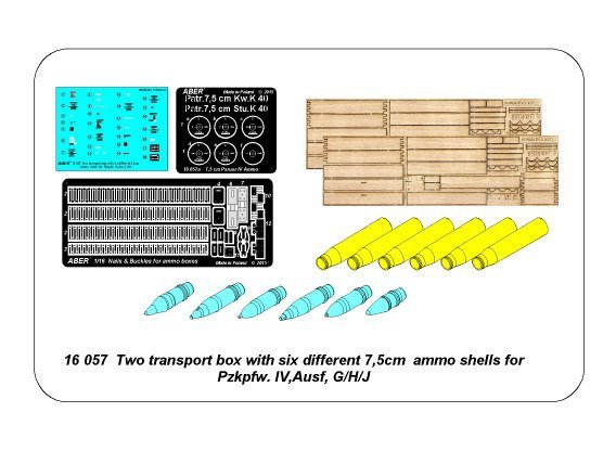 Aber 16057 Two transport box with six different 7,5cm ammo for PzKpfw. IV, Ausf, H-J 1/16 – Bild 7