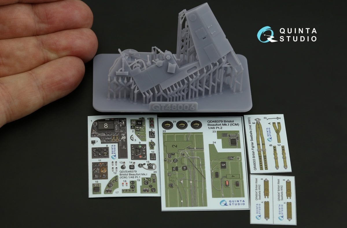 Quinta Studio QD+48379 Bristol Beaufort Mk.I 3D-Printed &amp;amp; coloured Interior on decal paper (ICM) (with 3D-printed resin parts) 1/48 – imagen 3