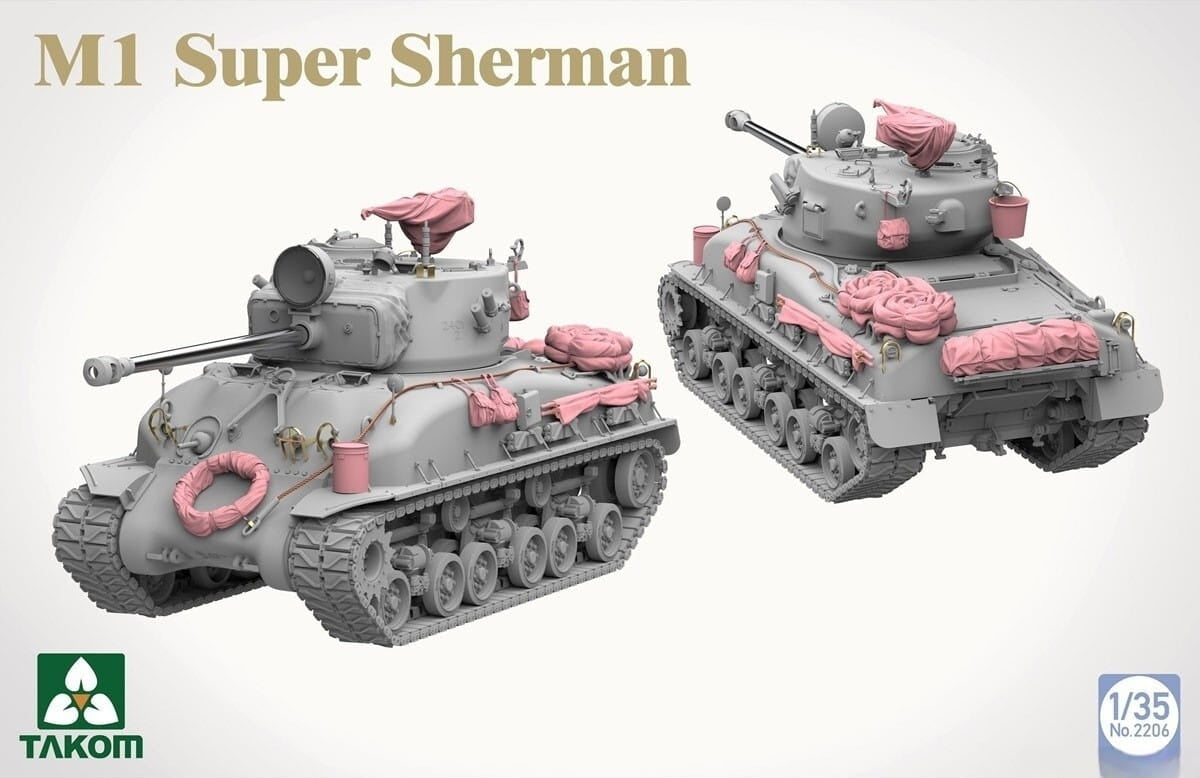 Takom 2205W M4A1(76w)HVSS + M1 Super Sherman + US Army Tank Crewman Sherman Box Limited Edition 1/35 – imagen 8