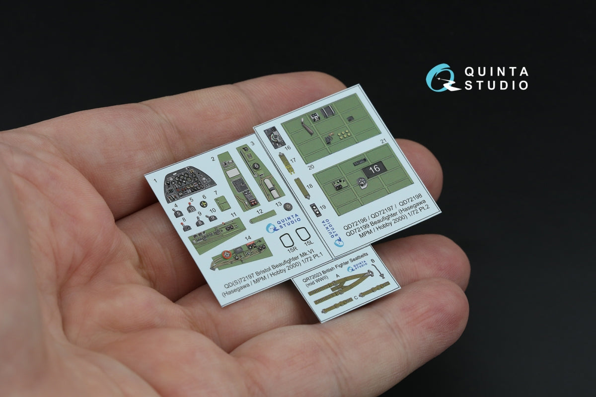 Quinta Studio QD72197 Bristol Beaufighter Mk.VI 3D-Printed &amp;amp; coloured Interior on decal paper (Hasegawa/MPM/Hobby2000) 1/72 – Bild 7