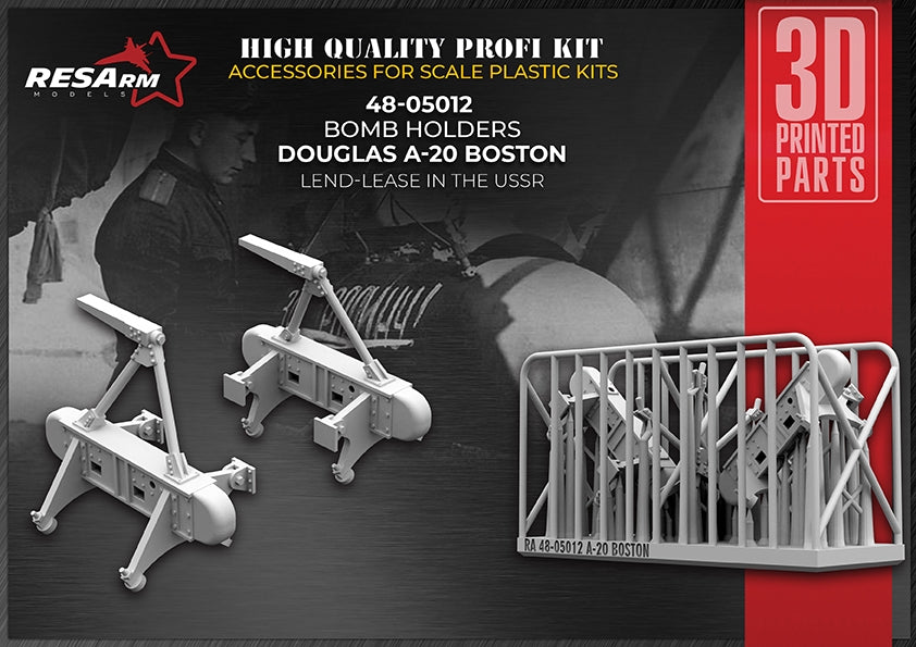 RESArm 48-05012 Douglas A-20 - Bomb holders - BOSTON PILON USSR (3D resin printing) 1/48