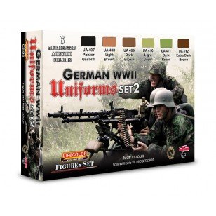 Coffret de peinture acrylique Lifecolor CS05 Uniformes allemands Seconde Guerre mondiale, lot de 2 (6 x 22 ml)