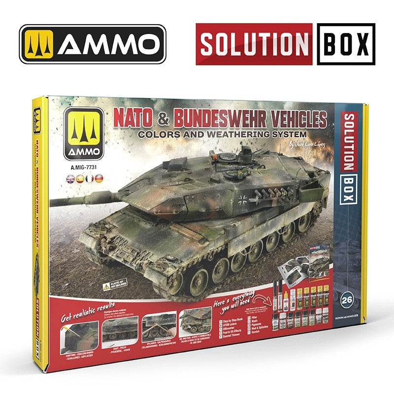 AMMO of Mig Jimenez 7731 SOLUTION BOX 26 – NATO & BUNDESWEHR Vehicles - Colors and Weathering System