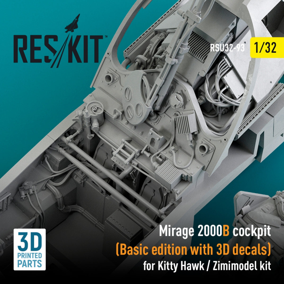 RESKIT RSU32-0093 COCKPIT MIRAGE 2000B (ÉDITION DE BASE AVEC DÉCALCOMANIES 3D) POUR MAQUETTE KITTY HAWK / ZIMIMODEL (IMPRIMÉE EN 3D) 1/32 – image 2