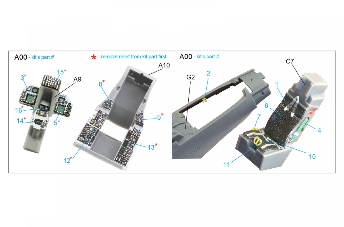 Intérieur imprimé en 3D et coloré sur papier décalcomanie Quinta Studio QD72057 F-16CJ (Tamiya) 1/72 – image 6