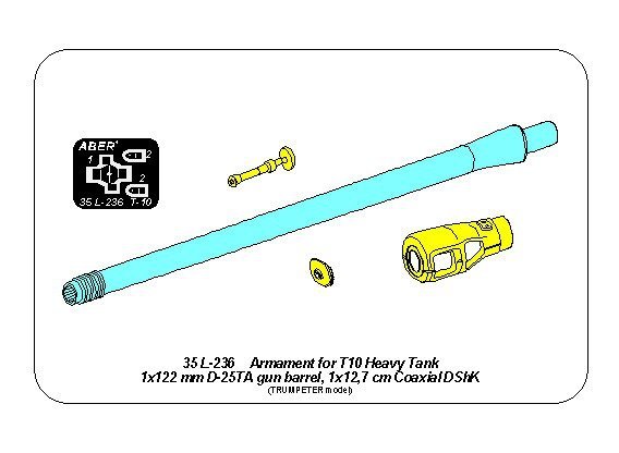 Aber 35L-236 Armament for T10 Heavy Tank 1x122 mm D-25TA, 1x12,7 cm Coaxial DShK 1/35 – imagen 10