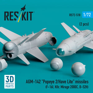 RESKIT RS72-0518 AGM-142 &amp;quot;Popeye 2/Have Lite&amp;quot; missiles (2 pcs) (3D Printed) 1/72 – immagine 2