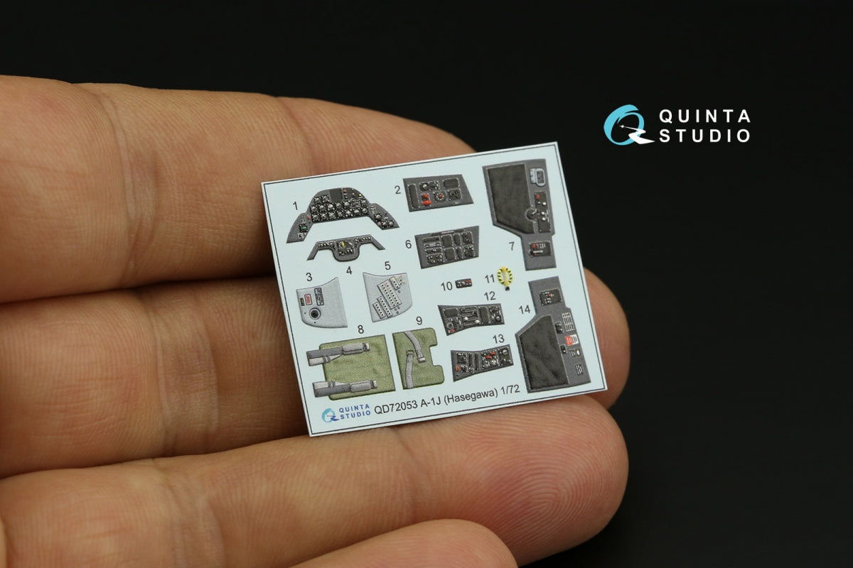 Quinta Studio QD72053 A-1J 3D-Printed &amp;amp; coloured Interior on decal paper (Hasegawa) 1/72 – immagine 3