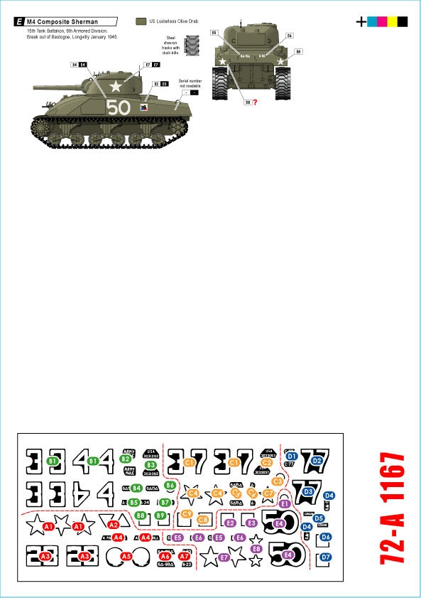 Star Decals 72-A1167 US 6th Armored Division 1. The Super-Sixth in Europe 1944-45. Sherman Mix 1/72 – immagine 2