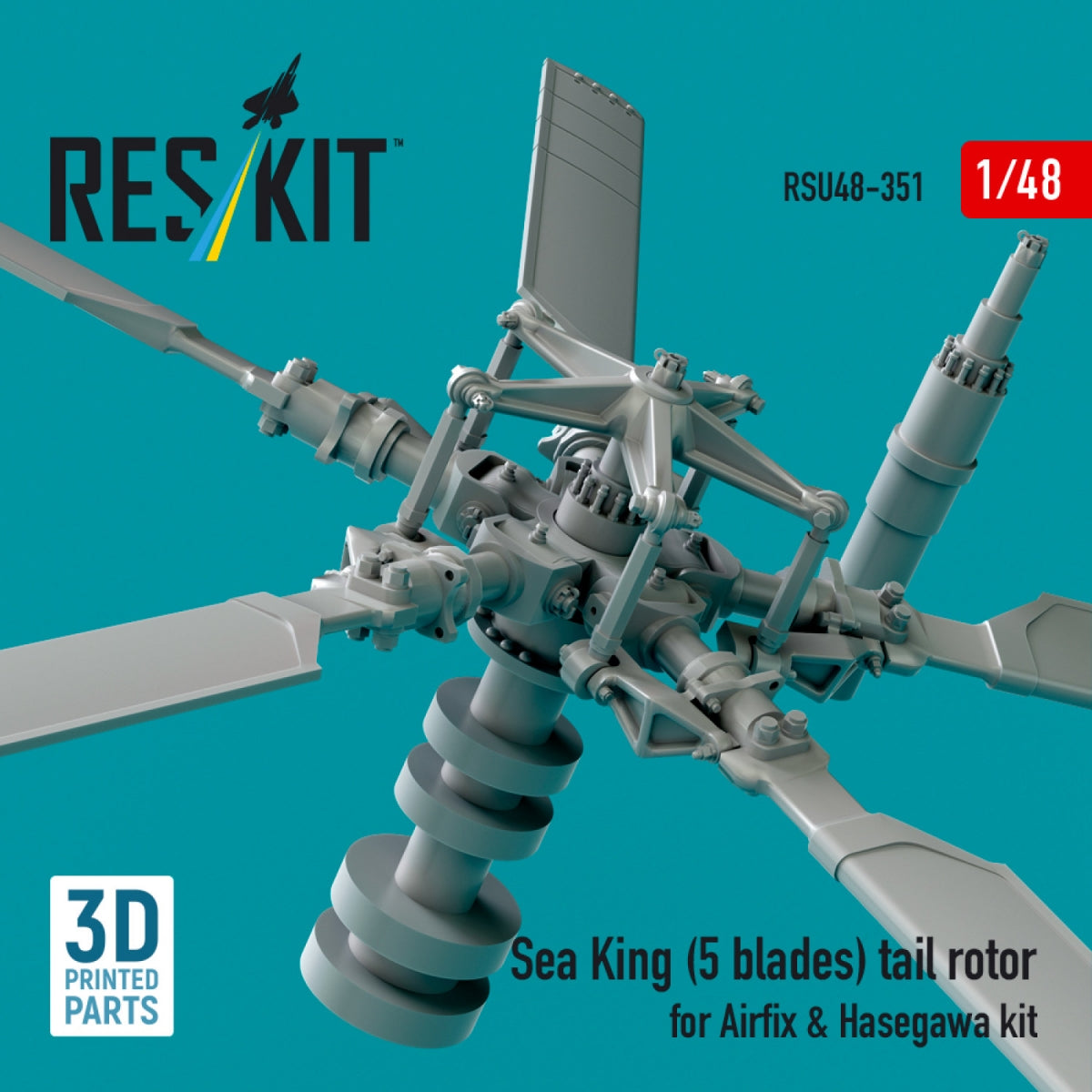 RESKIT RSU48-0351 Sea King (5 blades) tail rotor for Airfix &amp;amp; Hasegawa kit (3D printed) 1/48 – immagine 2