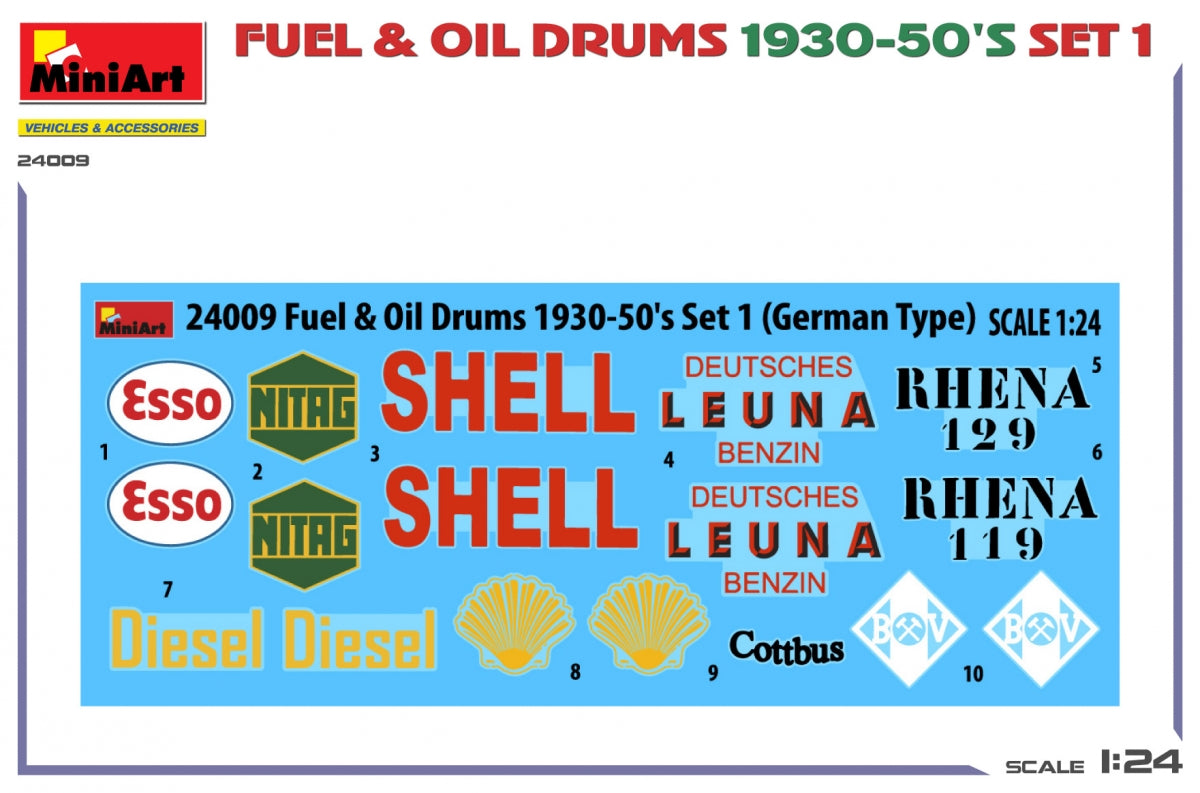 MiniArt 24009 FUEL OIL DRUMS 1930-50’S SET 1. GERMAN TYPE 1/24 – zdjęcie 2