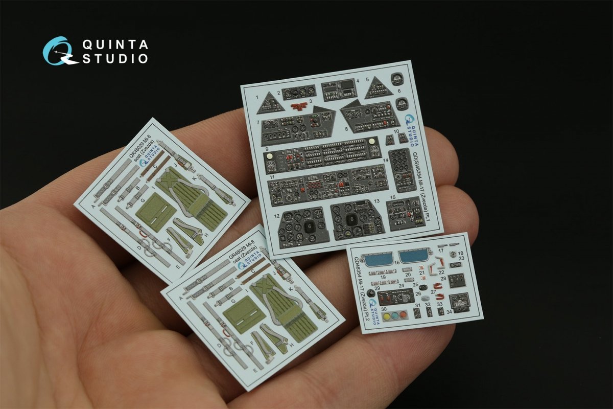 Quinta Studio QD48354 Mi-17 (Mi-8MT Export version) 3D-Printed &amp;amp; coloured Interior on decal paper (Zvezda) 1/48 – imagen 4