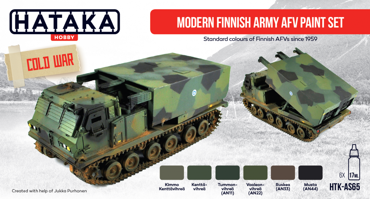 Hataka HTK-AS65 Ensemble de peinture AFV de l&amp;#39;armée finlandaise moderne (6x17 ml)