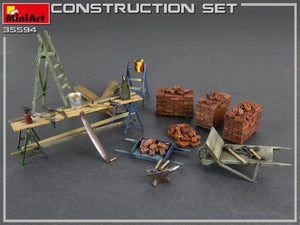 MiniArt 35594 Construction Set Kit: Ladders, Table, Buckets, Bricks, Cart, Anvil, Beams, Jack Stand &amp;amp; Tools 1/35 – imagen 10
