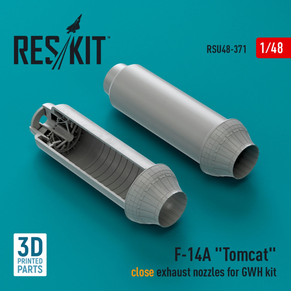 RESKIT RSU48-0371 F-14A « Tomcat » buses d&amp;#39;échappement fermées pour kit GWH (Impression 3D) 1/48