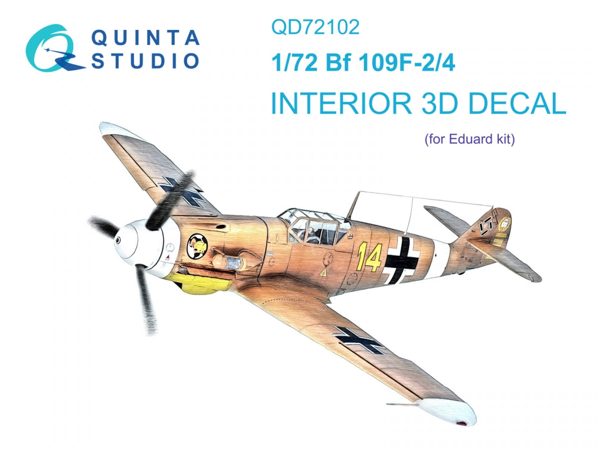 Quinta Studio QD72102 BF 109F-2/4 3D-Printed &amp;amp; coloured Interior on decal paper (Eduard) 1/72