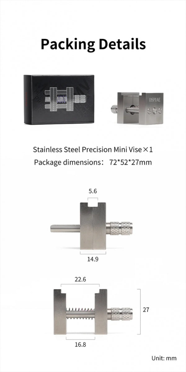 DSPIAE AT-MV Stainless Steel Precision Mini Vise / Imadło – immagine 8