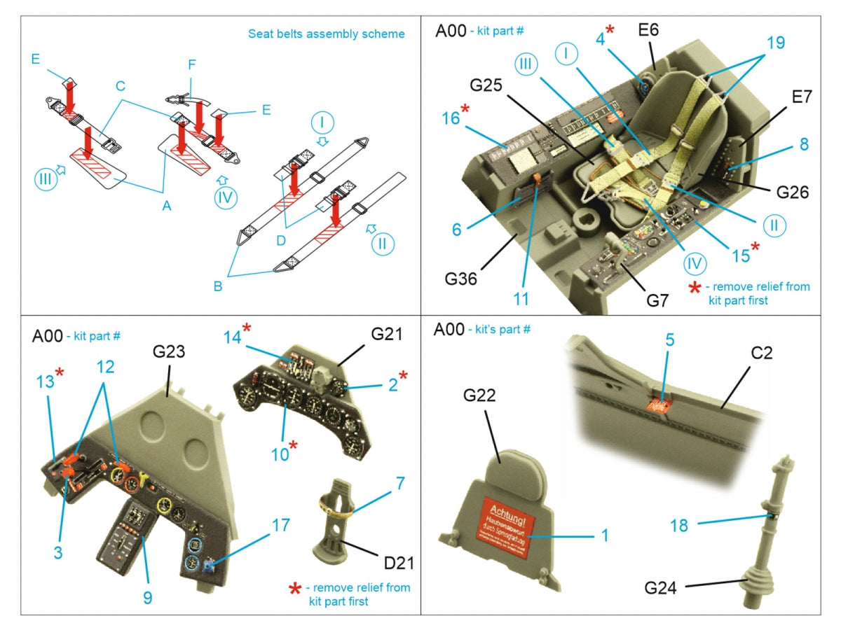 Quinta Studio QD35101 FW 190A-6 3D-Printed &amp;amp; coloured Interior on decal paper (Border Model) 1/35 – imagen 2