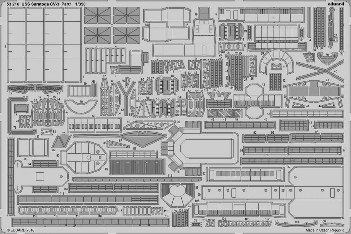 Eduard 53216 USS Saratoga CV-3 pt.1 TRUMPETER 1/350