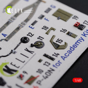 KELIK K48086 P-40N interior 3D decals for Academy kit 1/48 – image 7