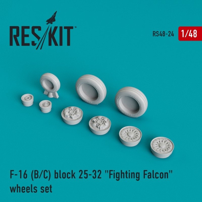 Roues en résine RESKIT RS48-0024 F-16 (B/C) bloc 25-32 « Fighting Falcon » 1/48