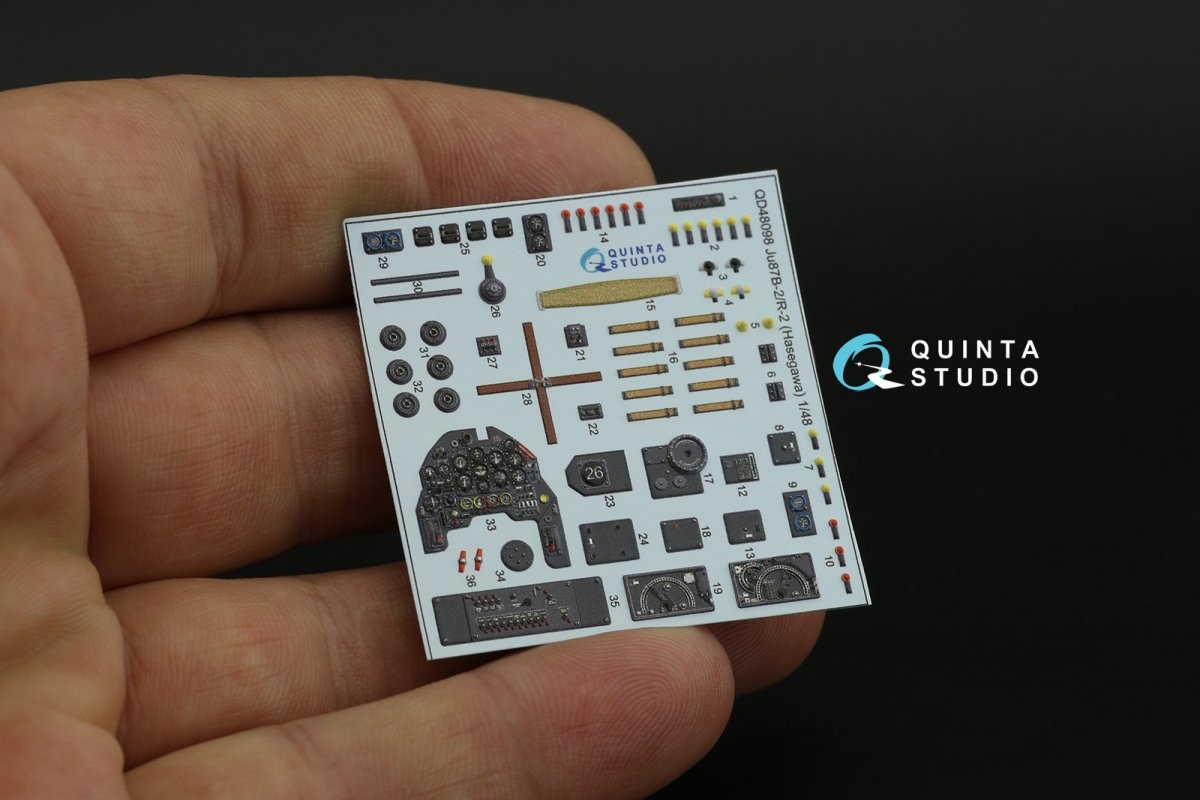 Quinta Studio QD48098 Ju 87B-2/R-2 3D-Printed &amp;amp; coloured Interior on decal paper (Hasegawa) 1/48 – imagen 7