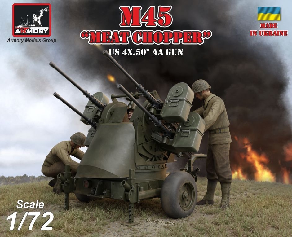 Armory Models 72239 M45 Quadmount, US WWII 4x 12.7mm M2HB Turret on M20 trailer 1/72
