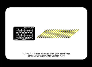 Aber 350L-47 Set of 16 pcs 2cm barrels for German Flakvierling 38 with shields 1/350 – imagen 5