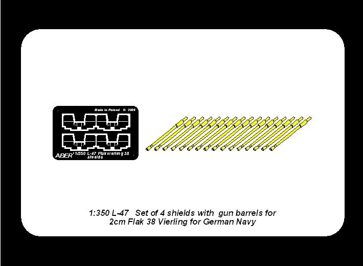 Aber 350L-47 Set of 16 pcs 2cm barrels for German Flakvierling 38 with shields 1/350 – imagen 5