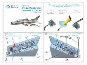 Quinta Studio QD+48480 Su-17M4/Su-22M4 3D-Printed &amp;amp; coloured Interior on decal paper (Hobby Boss) (with 3D-printed resin parts) 1/48 – imagen 13