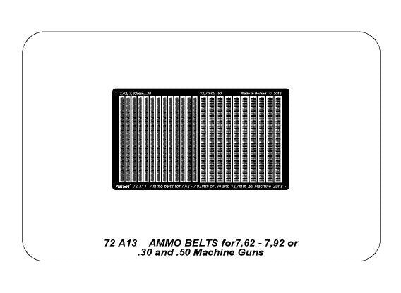 Aber 72A13 Taśmy amunicyjne 7,62-7,92 lub .30 i .50 cala / Ammo belts 7,62-7,92 or .30 and .50 1/72 – imagen 5