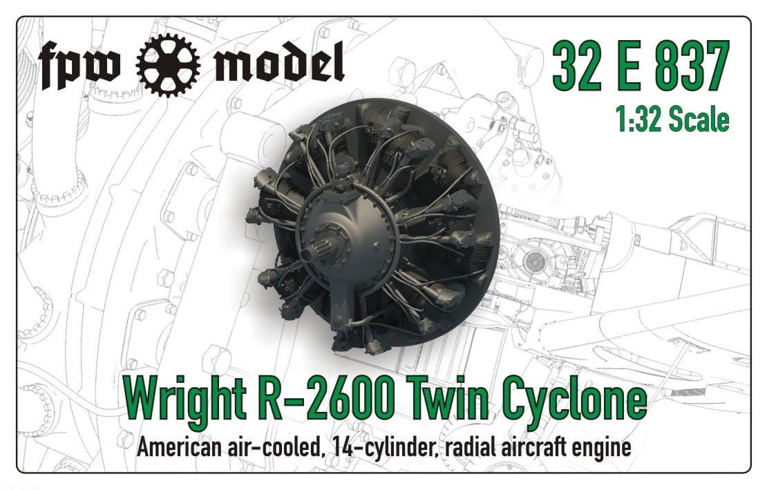 Maquette FPW 32E837 Wright R-2600 Twin Cyclone (fixe) 1/32