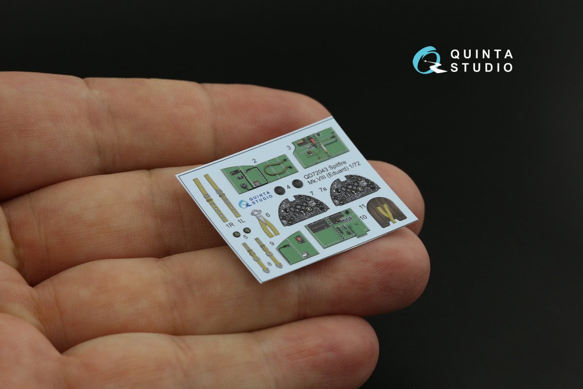 Quinta Studio QD72043 Spitfire Mk.VIII 3D-Printed &amp;amp; coloured Interior on decal paper (Eduard) 1/72 – Bild 5