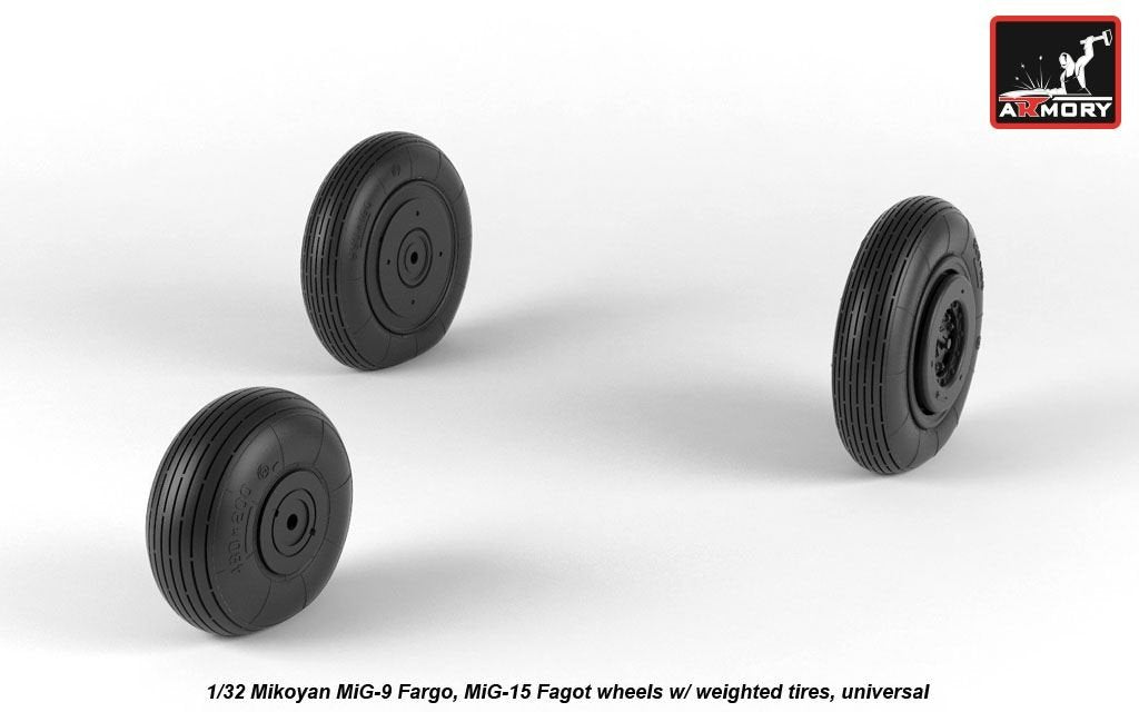 Armory Models AW32014 Mikoyan MiG-15bis Fagot (late) / MiG-17 Fresco wheels w/ weighted tires 1/32 – immagine 3