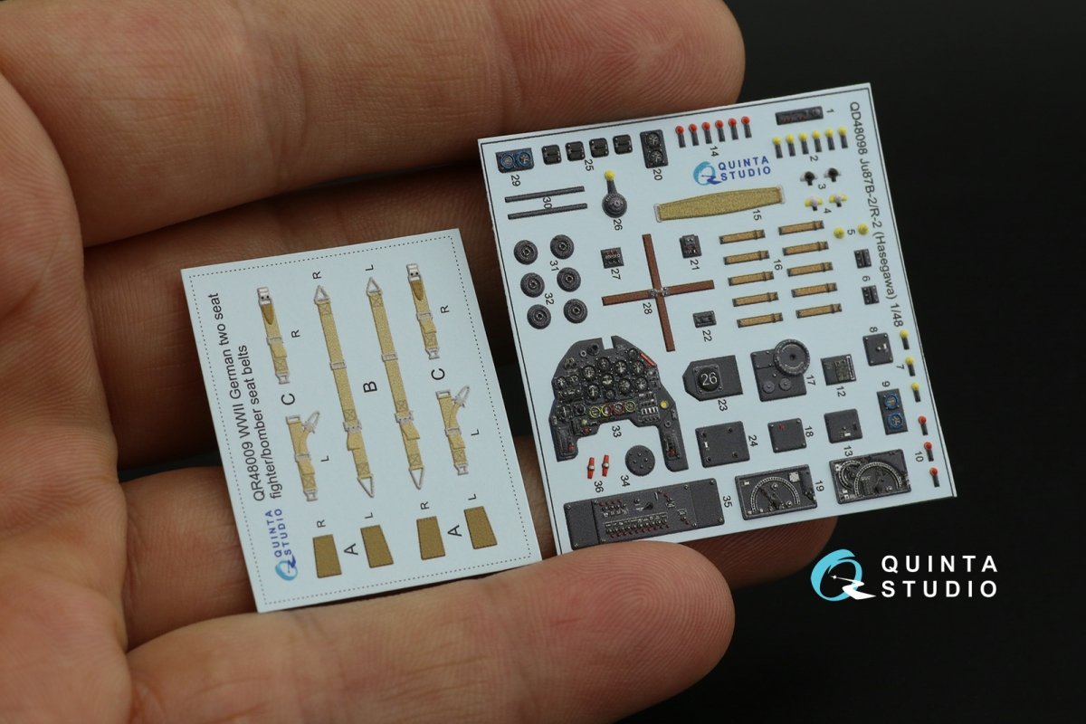 Quinta Studio QD48098 Ju 87B-2/R-2 3D-Printed &amp;amp; coloured Interior on decal paper (Hasegawa) 1/48 – imagen 10