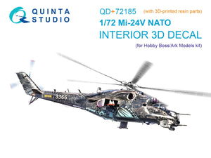 Quinta Studio QD+72185 Mi-24V NATO 3D-Printed &amp;amp; coloured Interior on decal paper (Hobby Boss/ARK Models) (with 3D-printed resin parts) 1/72