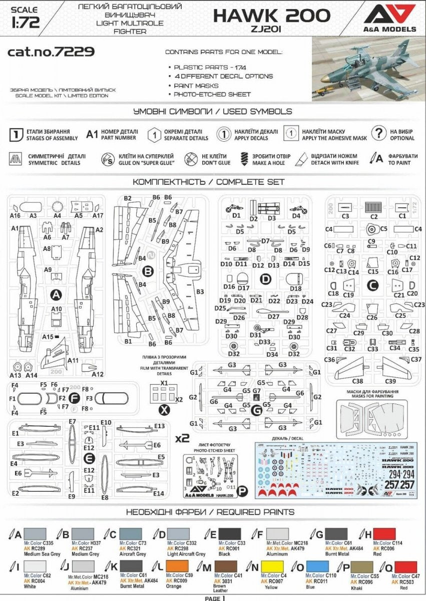 A&amp;amp;A Models 7229 Hawk 200 ZG201 - Light Multirole Fighter 1/72 – immagine 3
