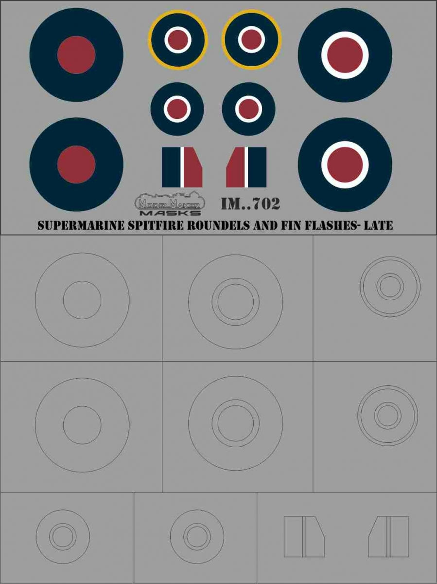 ModelMaker Decals IM48702 Supermarine Spitfire roundels and fin flashes - LATE 1/48 – zdjęcie 2