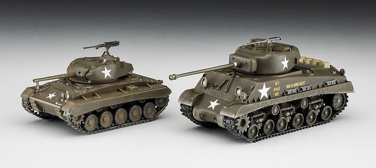 Hasegawa 30068 M4A3E8 Sherman &amp;amp; M24 Chaffee US Army Main Battle Tank Combo 2 in 1 1/72 – imagen 2