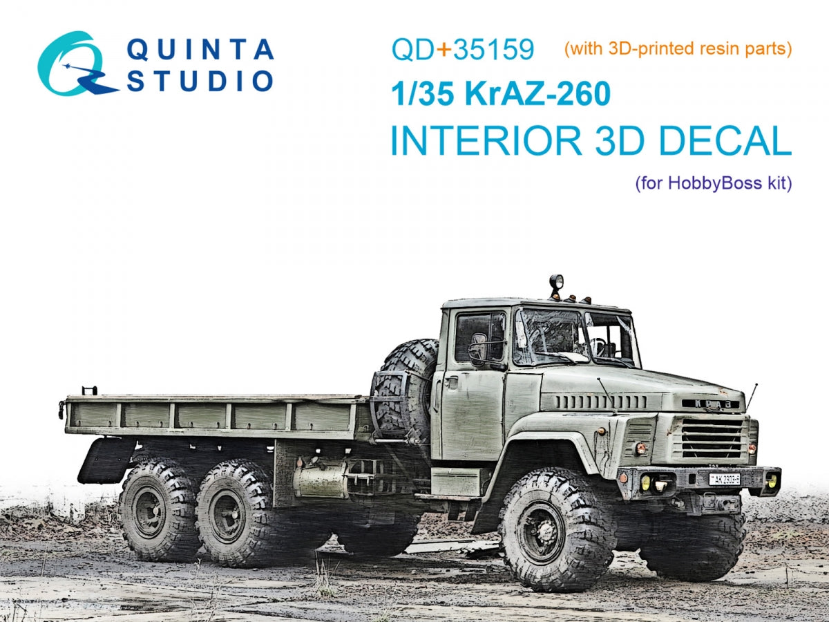 Quinta Studio QD+35159 KrAZ-260 3D-Printed & coloured Interior on decal paper (HobbyBoss) (with 3D-printed resin parts) 1/35