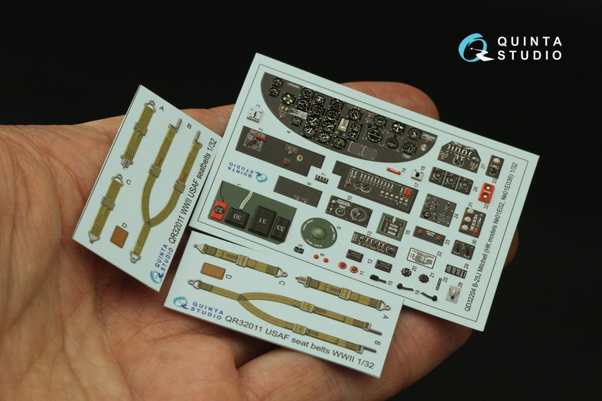 Quinta Studio QD32204 B-25J Mitchell Gun nose 3D-Printed &amp;amp; coloured Interior on decal paper (HK models) 1/32 – imagen 5