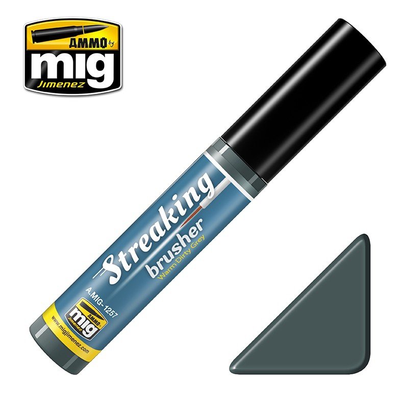 AMMO of Mig Jimenez 1257 Streaking Brusher Warm Dirty Gray