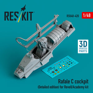 RESKIT RSU48-0420 Rafale C cockpit (Detailed edition) for Revell/Academy kit (3D printed) 1/48