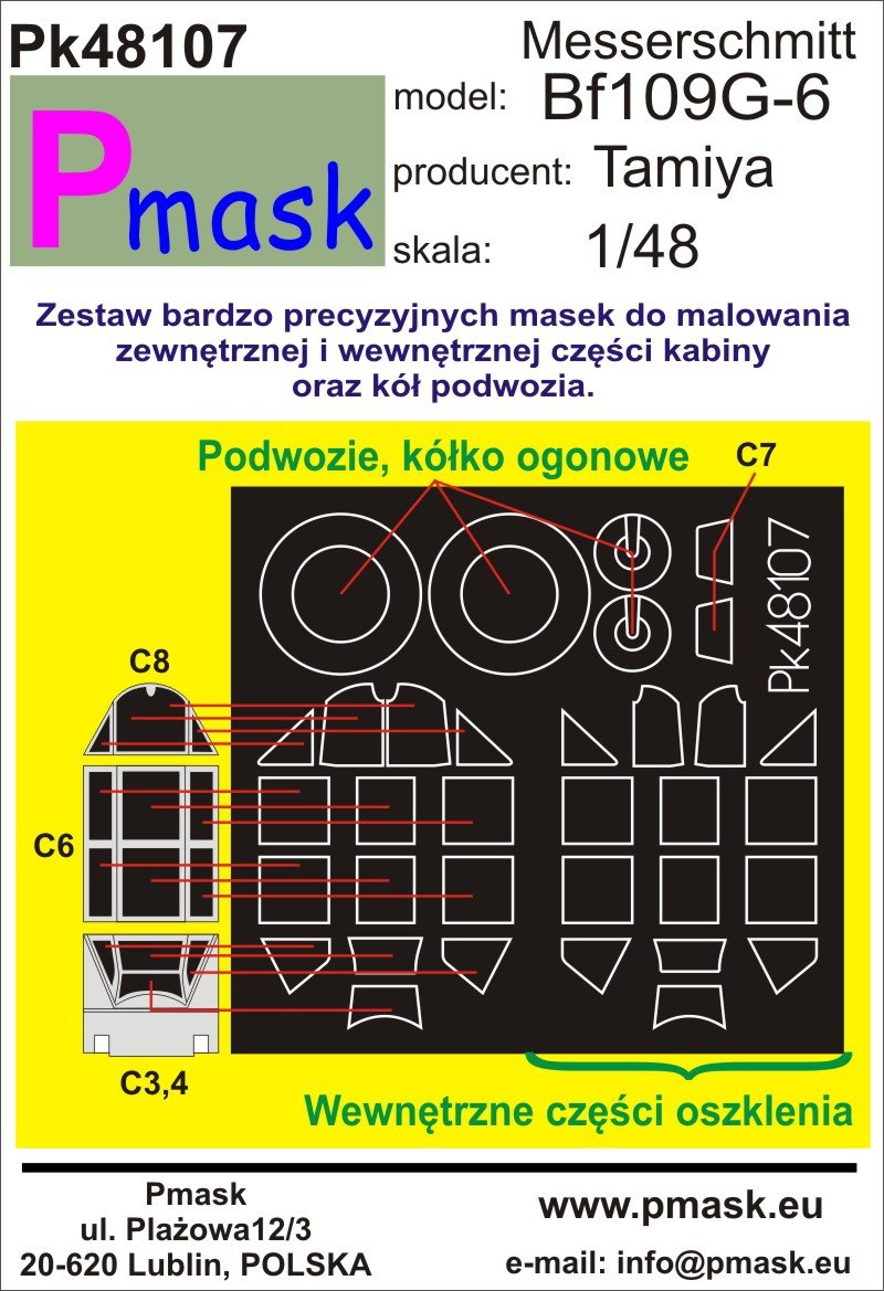 Masque P PK48107 Messerschmitt Bf109G-6 Tamiya (1/48) 