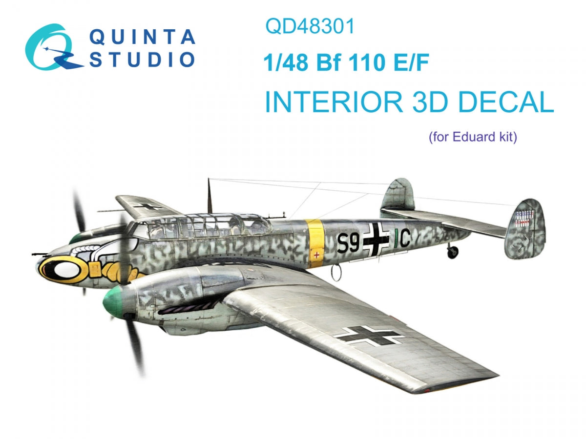 Quinta Studio QD48301 Bf 110E/F 3D-Printed & coloured Interior on decal paper (Eduard) 1/48